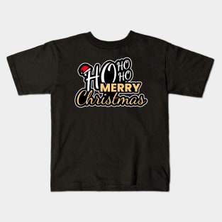 Ho HO HO Merry Christmas Santa Text Design Kids T-Shirt